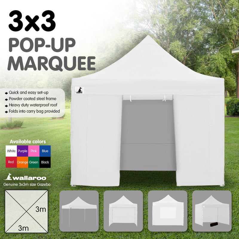 Danoz Outdoors - Wallaroo Gazebo Tent Marquee 3x3 PopUp Outdoor Wallaroo White - danozdirect