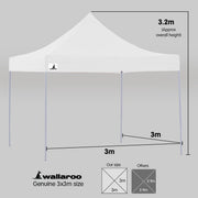 Danoz Outdoors - Wallaroo Gazebo Tent Marquee 3x3 PopUp Outdoor Wallaroo White - danozdirect