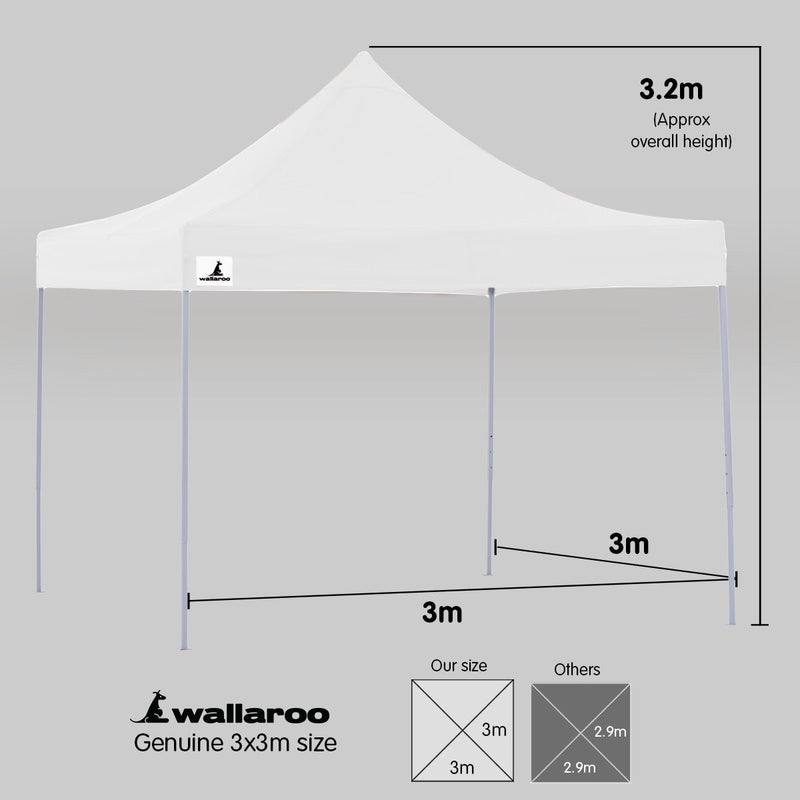 Danoz Outdoors - Wallaroo Gazebo Tent Marquee 3x3 PopUp Outdoor Wallaroo White - danozdirect