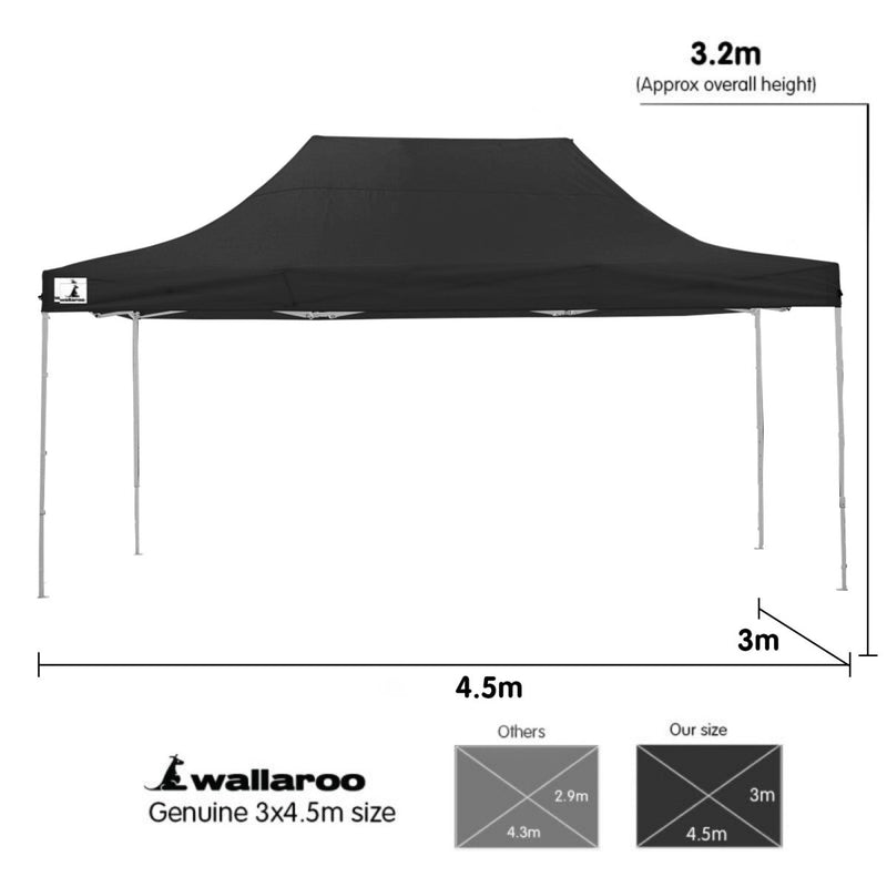 Danoz Outdoors - Wallaroo Gazebo Tent Marquee 3x4.5m PopUp Outdoor Black - danozdirect