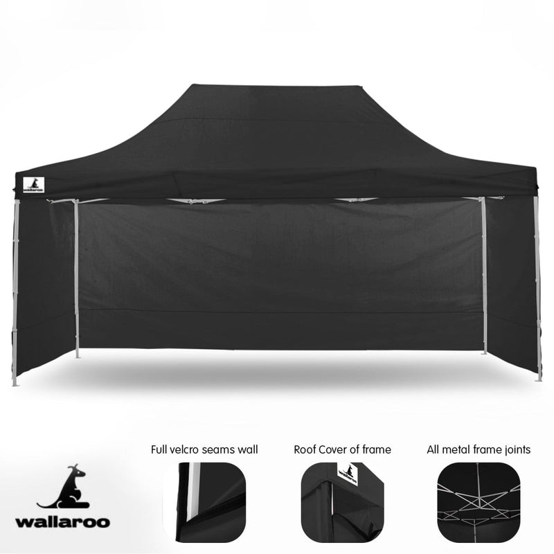 Danoz Outdoors - Wallaroo Gazebo Tent Marquee 3x4.5m PopUp Outdoor Black - danozdirect