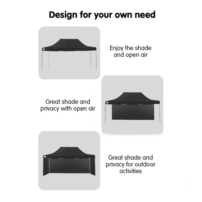 Danoz Outdoors - Wallaroo Gazebo Tent Marquee 3x4.5m PopUp Outdoor Black - danozdirect