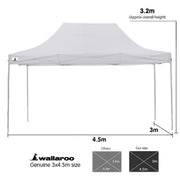 Danoz Outdoors - Wallaroo Gazebo Tent Marquee 3x4.5m PopUp Outdoor White - danozdirect