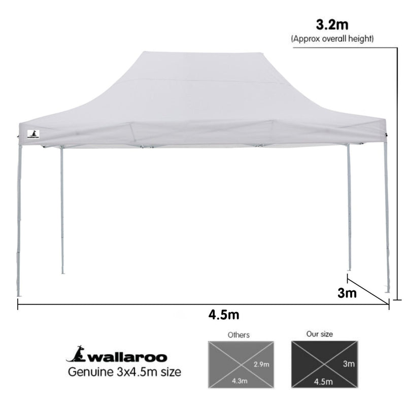 Danoz Outdoors - Wallaroo Gazebo Tent Marquee 3x4.5m PopUp Outdoor White - danozdirect