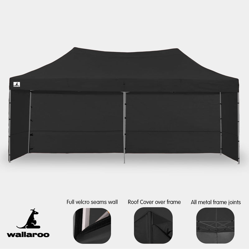 Danoz Outdoors - Wallaroo Gazebo Tent Marquee 3x6m PopUp Outdoor Wallaroo Black - danozdirect