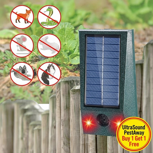 Danoz PestSmart - Keep unwanted critters at bay with this clever solar - powered and USB Chargeable, Repeller! Combining ultrasonic technology with flashing red LEDs - Buy 1 Get 1 Free! - danozdirect