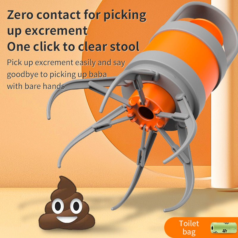 Danoz Pets - Orange and grey Hygienic Portable Dog Pooper Scooper with Integrated Bag Dispenser - Effortless Pet Waste Cleanup - danozdirect