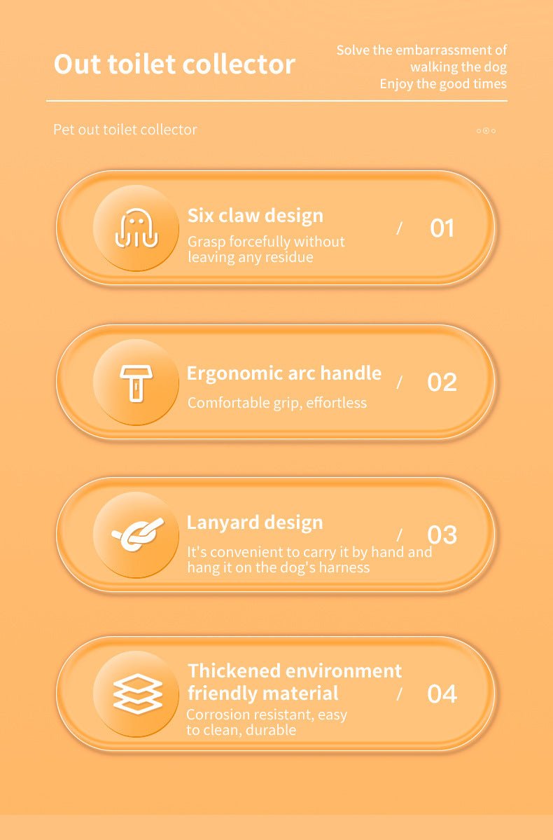 Danoz Pets - Orange and grey Hygienic Portable Dog Pooper Scooper with Integrated Bag Dispenser - Effortless Pet Waste Cleanup - danozdirect