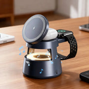 Danoz Phones - 5 in 1 Wireless Charger & Bluetooth Speaker & Night Light For Magsafe iPhone 17 16 15 14 13 12 Pro Max iWatch 11~2 AirPods Pro3 - danozdirect