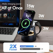 Danoz Phones - 5 in 1 Wireless Charger & Bluetooth Speaker & Night Light For Magsafe iPhone 17 16 15 14 13 12 Pro Max iWatch 11~2 AirPods Pro3 - danozdirect