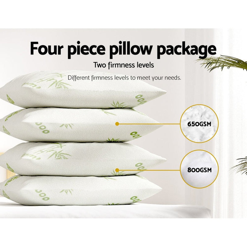 Danoz Pillows - Giselle Bedding 4 Pack Bamboo Pillow Family Hotel - danozdirect