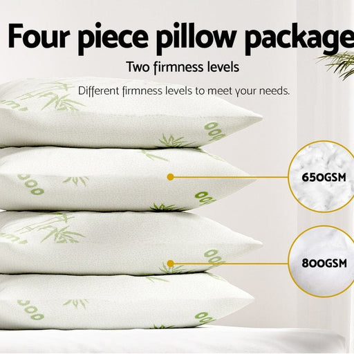 Danoz Pillows - Giselle Bedding 4 Pack Bamboo Pillow Family Hotel - danozdirect