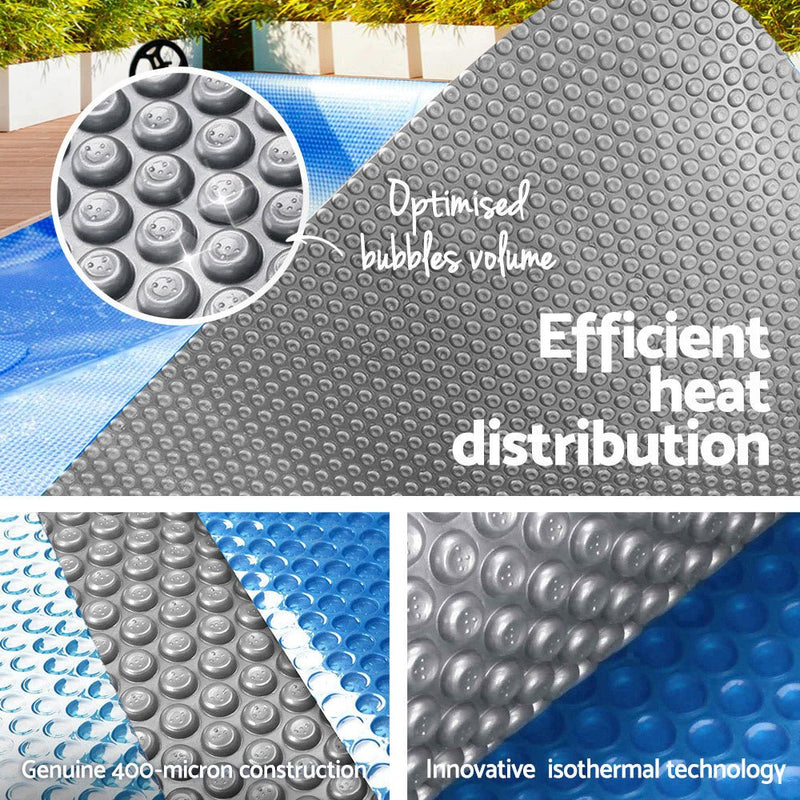 Danoz Pools 🏊 Aquabuddy Pool Cover 11x6.2m 400 Micron Swimming Pool Solar Blanket Blue Silver - Incl. Postage - danozdirect