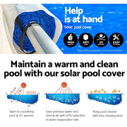 Danoz Pools 🏊 Aquabuddy Pool Cover 500 Micron 10x4m Swimming Pool Solar Blanket Blue Silver 5.5m Roller - danozdirect