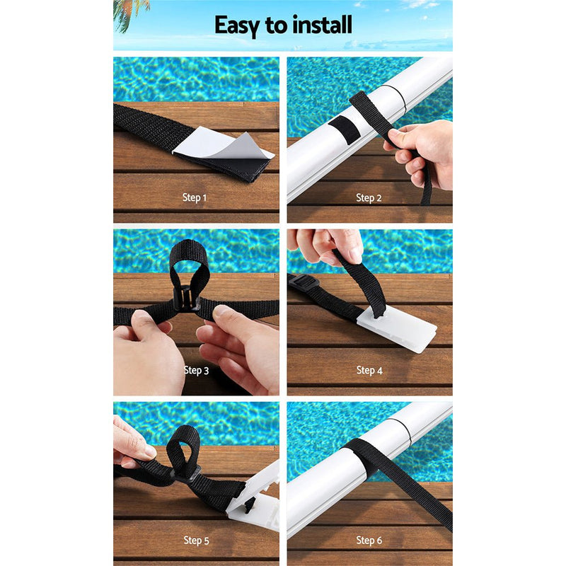 Danoz Pools 🏊 Aquabuddy Pool Cover Roller Attachment Swimming Pool Reel Straps Kit 8PCS - danozdirect