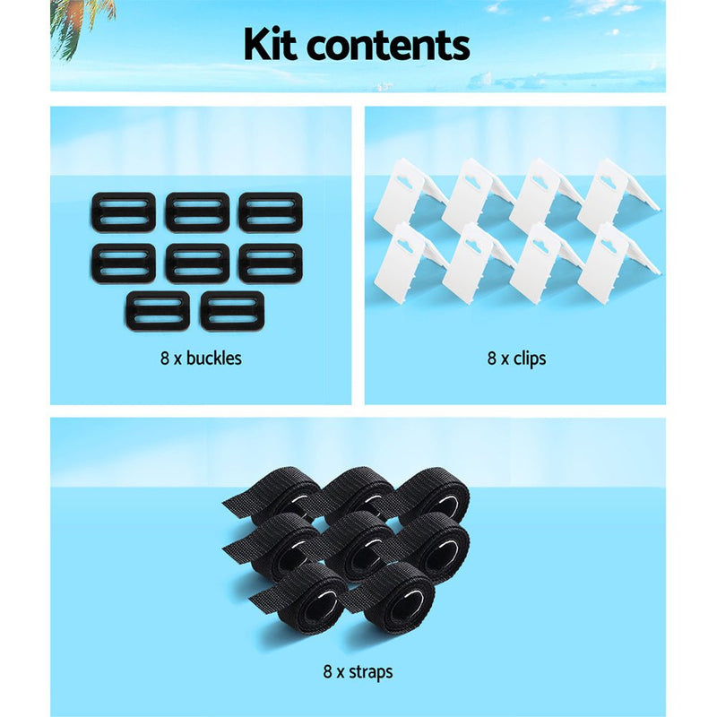 Danoz Pools 🏊 Aquabuddy Pool Cover Roller Attachment Swimming Pool Reel Straps Kit 8PCS - danozdirect