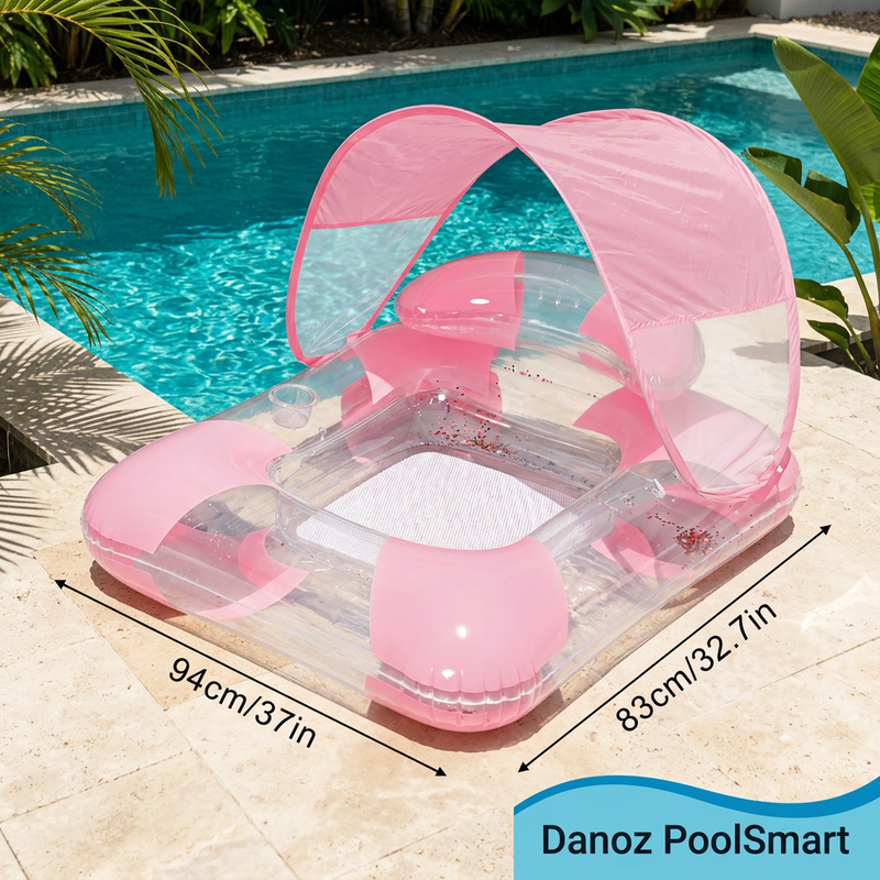 🏊 Danoz PoolSmart | Inflatable Pool Lounger | Mesh Seat & Cup Holder | Canopy or Open-Top Styles | Free Postage!