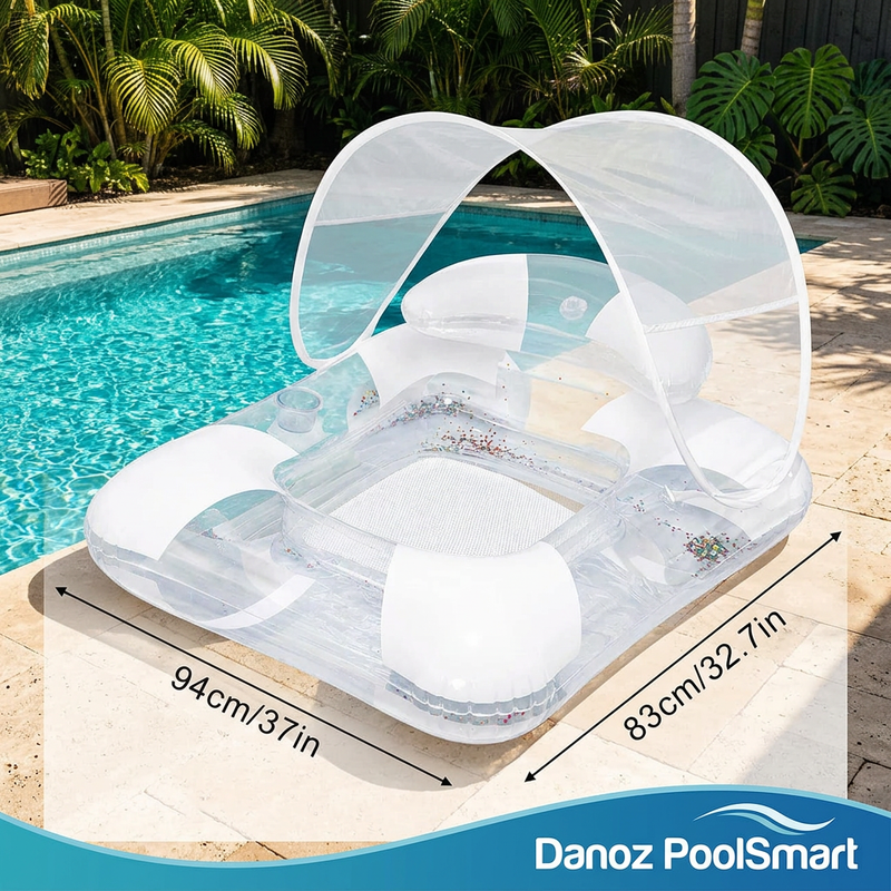 🏊 Danoz PoolSmart | Inflatable Pool Lounger | Mesh Seat & Cup Holder | Canopy or Open-Top Styles | Free Postage!