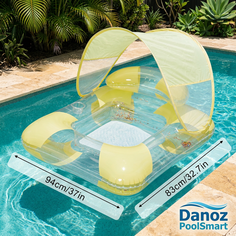 🏊 Danoz PoolSmart | Inflatable Pool Lounger | Mesh Seat & Cup Holder | Canopy or Open-Top Styles | Free Postage!