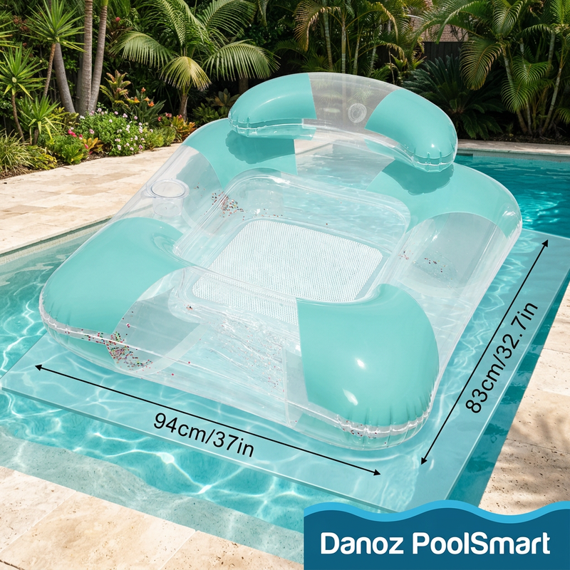 🏊 Danoz PoolSmart | Inflatable Pool Lounger | Mesh Seat & Cup Holder | Canopy or Open-Top Styles | Free Postage!