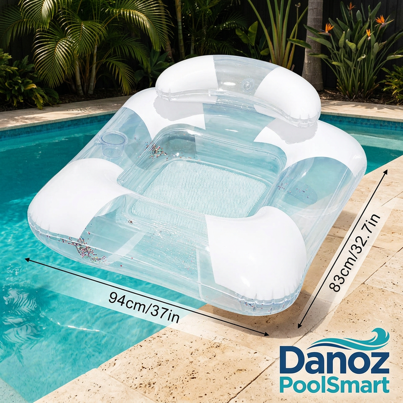 🏊 Danoz PoolSmart | Inflatable Pool Lounger | Mesh Seat & Cup Holder | Canopy or Open-Top Styles | Free Postage!