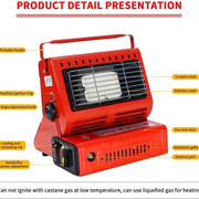 Danoz - Portable Butane Gas Heater Camping Camp Tent Outdoor Hiking Camper Survival Red - danozdirect