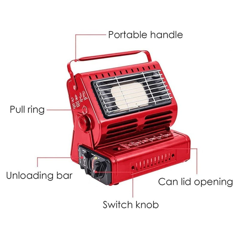 Danoz - Portable Butane Gas Heater Camping Camp Tent Outdoor Hiking Camper Survival Red - danozdirect