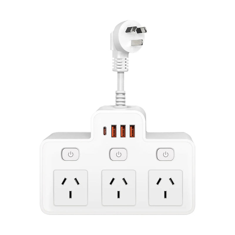 Danoz PowerSmart - Power Strip AU Multitap Wall Mounted Independent Switch Power Socket With USB C Charging Ports Network Filter Adapter - Buy 1 Get 1 Free! - danozdirect