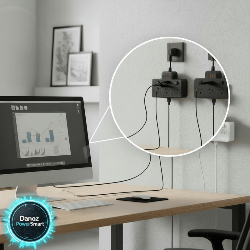 Danoz PowerSmart - Power Strip AU Multitap Wall Mounted Independent Switch Power Socket With USB C Charging Ports Network Filter Adapter - Buy 1 Get 1 Free! - danozdirect