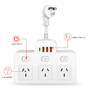 Danoz PowerSmart - Power Strip AU Multitap Wall Mounted Independent Switch Power Socket With USB C Charging Ports Network Filter Adapter - Buy 1 Get 1 Free! - danozdirect