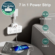 Danoz PowerSmart - Power Strip AU Multitap Wall Mounted Independent Switch Power Socket With USB C Charging Ports Network Filter Adapter - Buy 1 Get 1 Free! - danozdirect