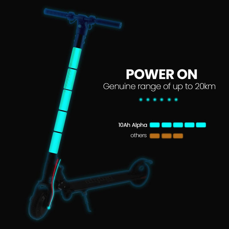Danoz Scooters - ALPHA Peak 300W 10Ah Electric Scooter, Suspension, for Adults or Teens, Black - danozdirect
