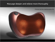 Danoz ShiatsuDo - USB Rechargeable Massage Pillow with Heat - Dual Button Deep Kneading Neck & Back Massager - Adjustable Speed & Direction Car Home Cushion - Brown - danozdirect
