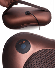 Danoz ShiatsuDo - USB Rechargeable Massage Pillow with Heat - Dual Button Deep Kneading Neck & Back Massager - Adjustable Speed & Direction Car Home Cushion - Brown - danozdirect