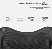 Danoz ShiatsuDo - USB Rechargeable Massage Pillow with Heat - Dual Button Deep Kneading Neck & Back Massager - Adjustable Speed & Direction Car Home Cushion - Brown - danozdirect