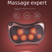 Danoz ShiatsuDo - USB Rechargeable Massage Pillow with Heat - Dual Button Deep Kneading Neck & Back Massager - Adjustable Speed & Direction Car Home Cushion - Brown - danozdirect