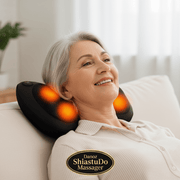 Danoz ShiatsuDo - USB Rechargeable Massage Pillow with Heat - Dual Button Deep Kneading Neck & Back Massager - Adjustable Speed & Direction Car Home Cushion - Brown - danozdirect