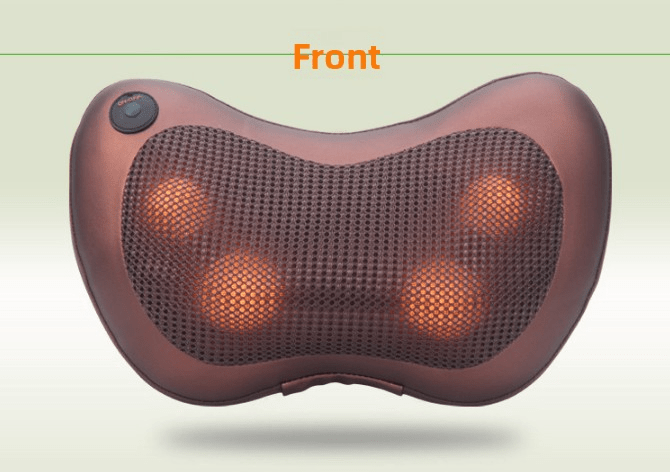 Danoz ShiatsuDo - USB Rechargeable Massage Pillow with Heat - Dual Button Deep Kneading Neck & Back Massager - Adjustable Speed & Direction Car Home Cushion - Brown - danozdirect