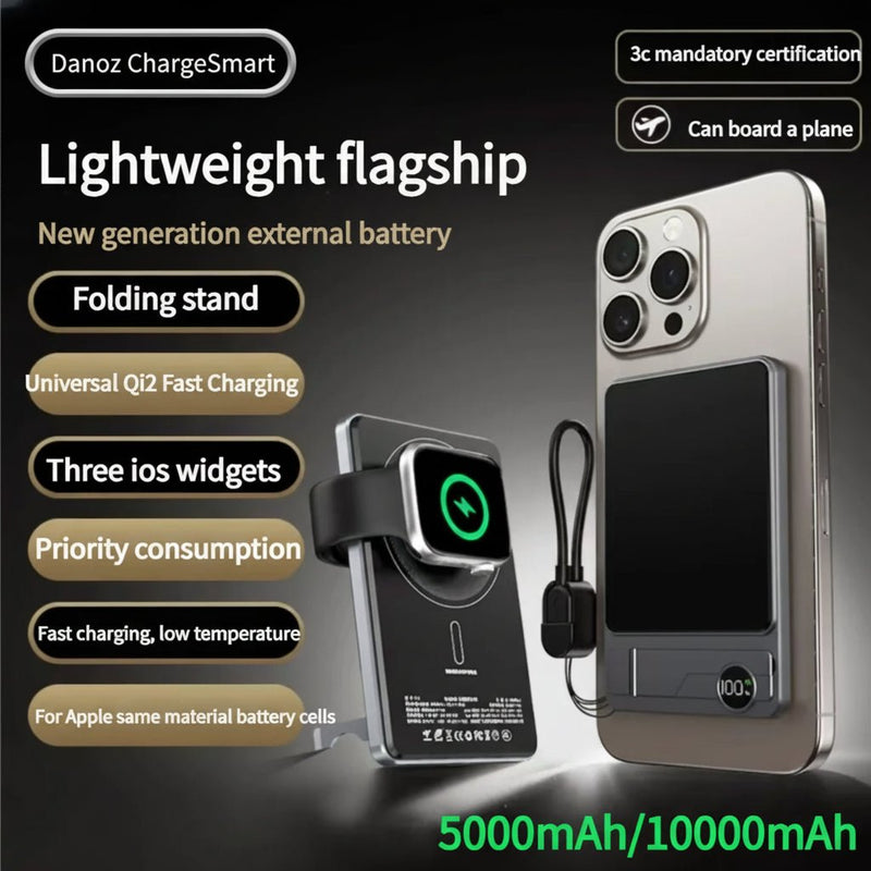 Danoz Smart - 10000mAh Magnetic Power Bank Super Slim 20W Wireless Fast Charging External Battery for For iWtach MagSafe Power Bank for iPhone - danozdirect