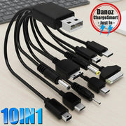 Danoz Smart - 10In1 USB to Multi - ports USB Cable Universal Phone Charging Cable Multi - head Charging Cable Cord all devices! - danozdirect