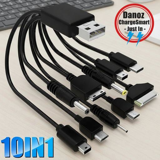 Danoz Smart - 10In1 USB to Multi - ports USB Cable Universal Phone Charging Cable Multi - head Charging Cable Cord all devices! - danozdirect