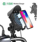 Danoz Smart - 15W Motorcycle Wireless Charging Phone Holder Phone Cradle Charger GPS Moto Support Cellphone Handlebar Mount for 4 - 7 inch Phone - danozdirect