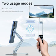 Danoz Smart - 2 - in - 1 Magnetic Folding Stand for Phones & Tablets - Adjustable Aluminum Desktop & Handheld Holder(silver) - danozdirect