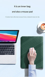 Danoz Smart - 3 - in - 1 PU Leather Laptop Sleeve with Stand & Mouse Pad + Accessory Pouch(black) - danozdirect