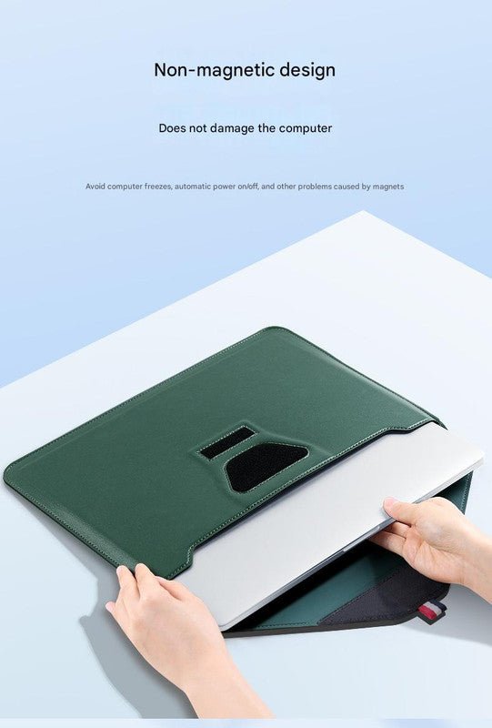 Danoz Smart - 3 - in - 1 PU Leather Laptop Sleeve with Stand & Mouse Pad + Accessory Pouch(black) - danozdirect
