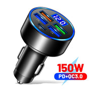 Danoz Smart - 66 - 250W PD Car Charger QC3.0 Fast Charge One to Six Car Cigarette Lighter Plug Car Charger Flash Charge with Digital Display - Buy 1 Get 1 Free - danozdirect