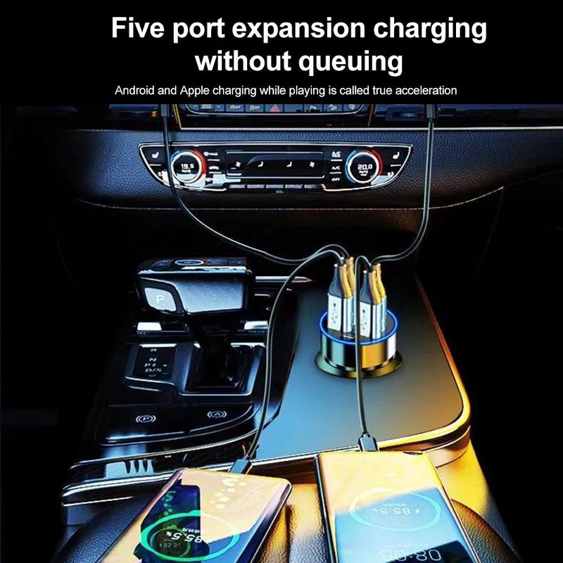 Danoz Smart - 66 - 250W PD Car Charger QC3.0 Fast Charge One to Six Car Cigarette Lighter Plug Car Charger Flash Charge with Digital Display - Buy 1 Get 1 Free - danozdirect