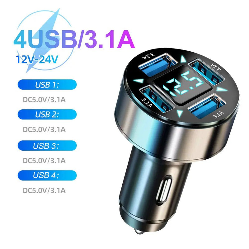 Danoz Smart - 66 - 250W PD Car Charger QC3.0 Fast Charge One to Six Car Cigarette Lighter Plug Car Charger Flash Charge with Digital Display - Buy 1 Get 1 Free - danozdirect
