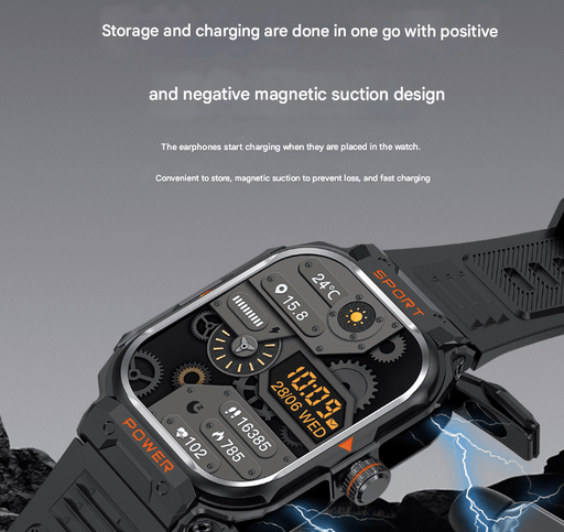 Danoz Smart - Black 2 - in - 1 Smartwatch with Earbuds and 2.01 - Inch HD Screen for Sports - danozdirect