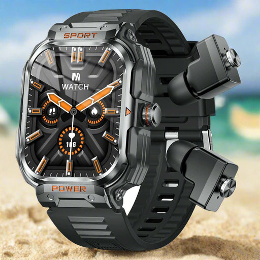 Danoz Smart - Black 2 - in - 1 Smartwatch with Earbuds and 2.01 - Inch HD Screen for Sports - danozdirect